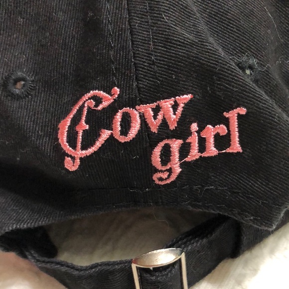 NWOT! Black Cowgirl Cap with Pink Embroidery and Rhinestone Band Around Brim Hat - Picture 7 of 12